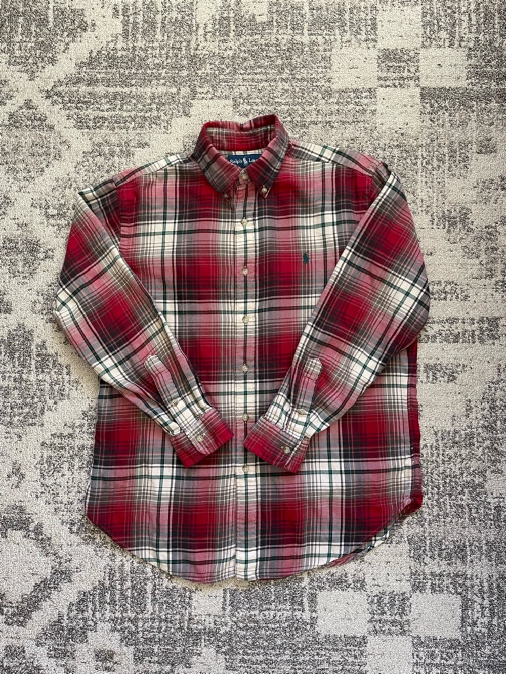 Ralph Lauren Red/Green Multi Classic Fit Plaid Soft Flannel Shirt M